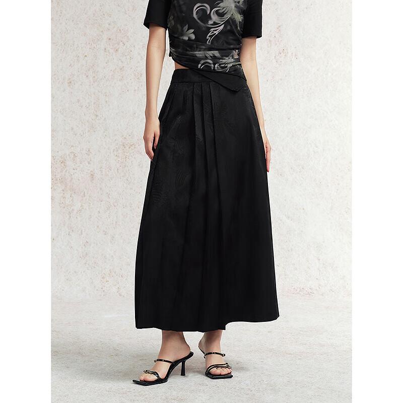 Peacebird Women s New Chinese Style Jacquard Horse-Face Skirt M