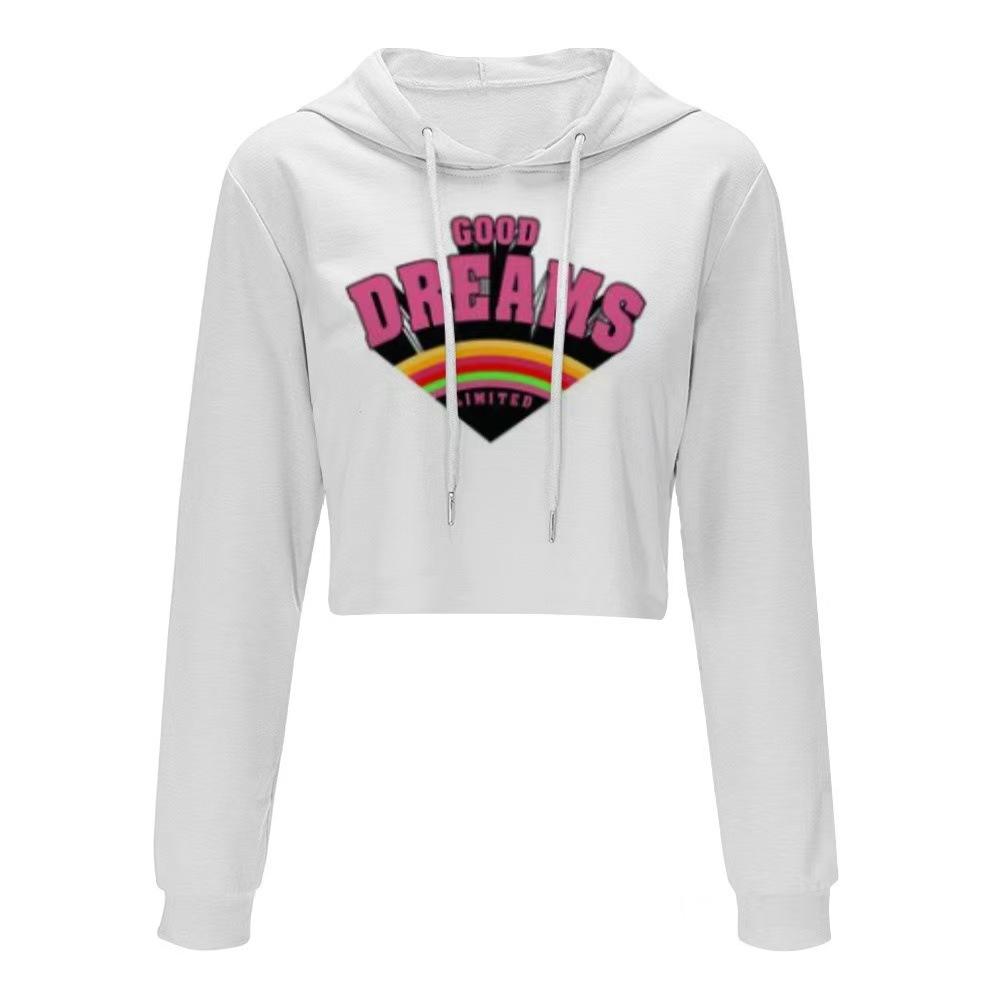 2026 new trendy brand hooded sweater women s short printed navel loose street style trendy jacket spring and autumn S