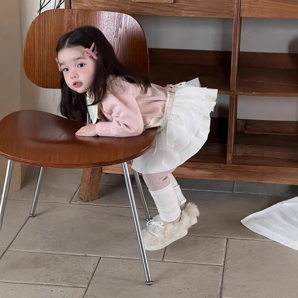 Girls' Winter Sweater and Fleece-Lined Leggings Set - Korean Style