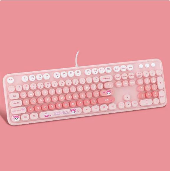 Mao Tian Shou Retro Wired USB Keyboard with Round Keys for Men & Women – Ideal for Desktop, Laptop, Office Use, Mechanical Feel