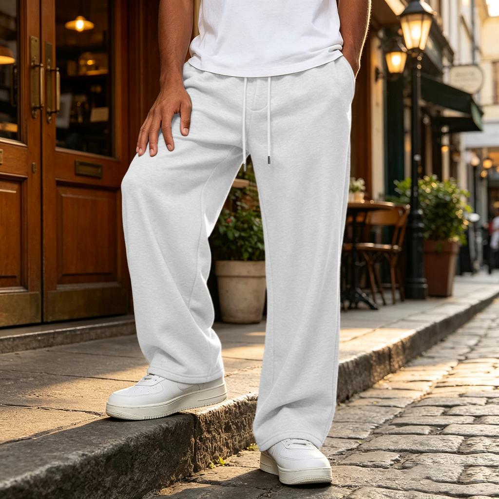Calça de Moletom Colorida Masculina de Caimento Solto com Cordão e Cintura Elástica - Joggers Casuais Plus Size para o Dia a Dia