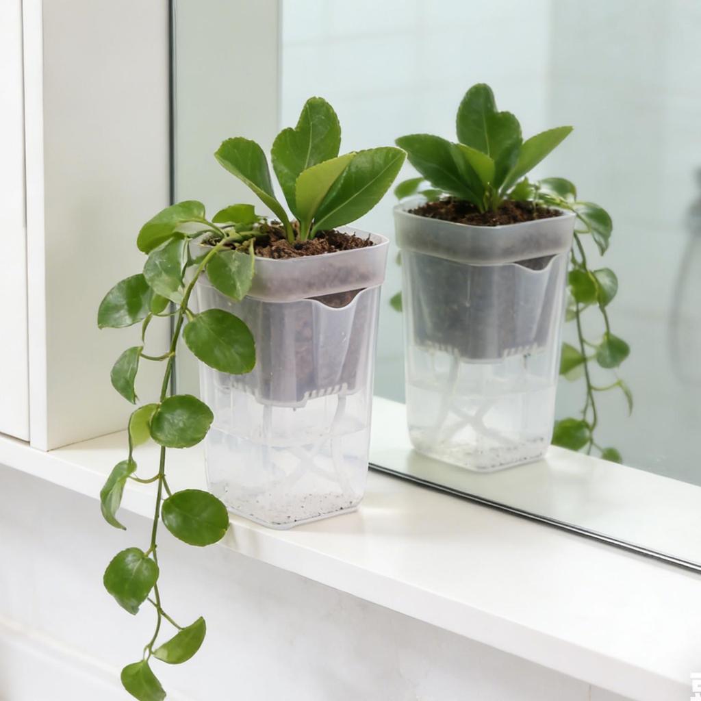 5/1PCS Self Watering Flower Pots Plastic Plant Pot with Drainage Holes Transparent Planting Flower Pot Home Garden Accessories
