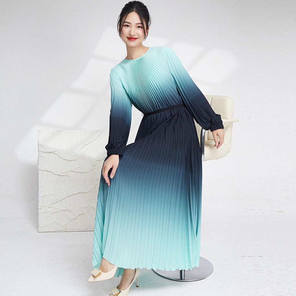 European & American Gradient Elegant Evening Dress: Loose, Tie-up Slimming Long Skirt for Women