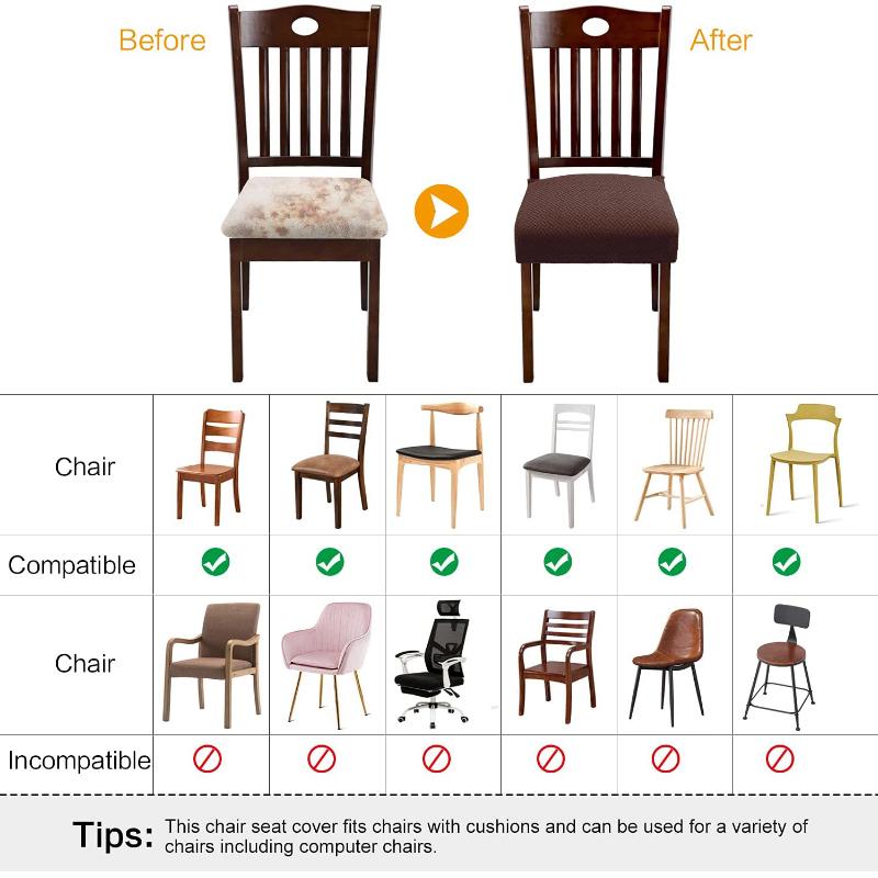 New Durable Jacquard Chair Seat Covers Removable Washable Anti-Dust Stretch Spandex Dining Room Upholstered Chair Cushion Slipco