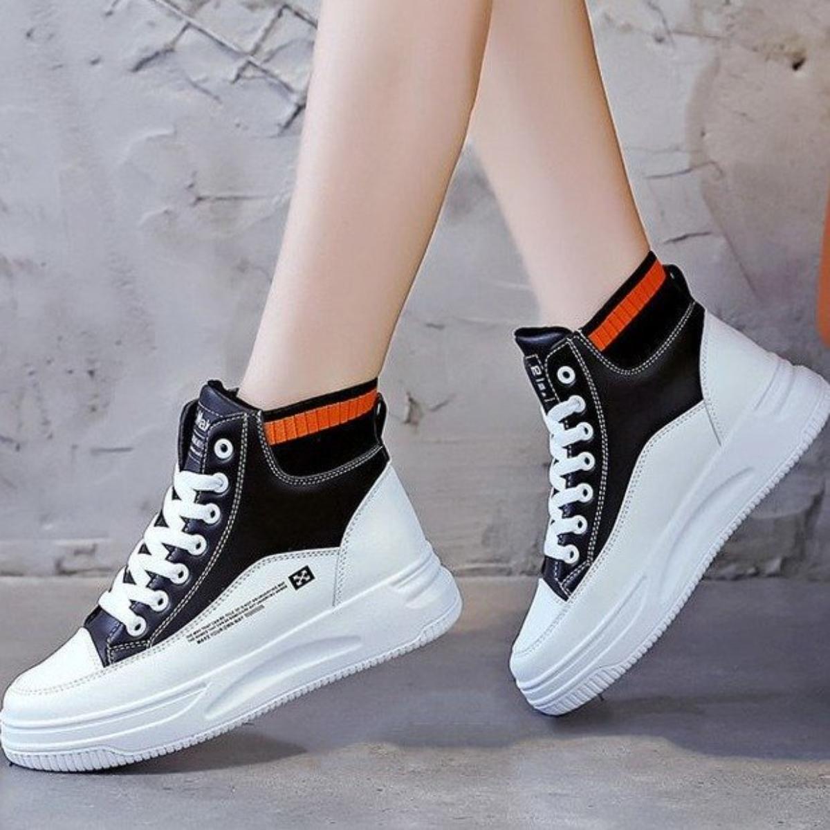 2024 Весна Женские Кроссовки на Платформе Высокие Кроссовки 2024 Дышащая Белая Спортивная — фото 6