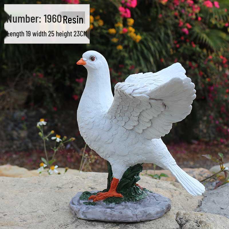 Resin White Pigeon Figurine for Outdoor Garden Decoration