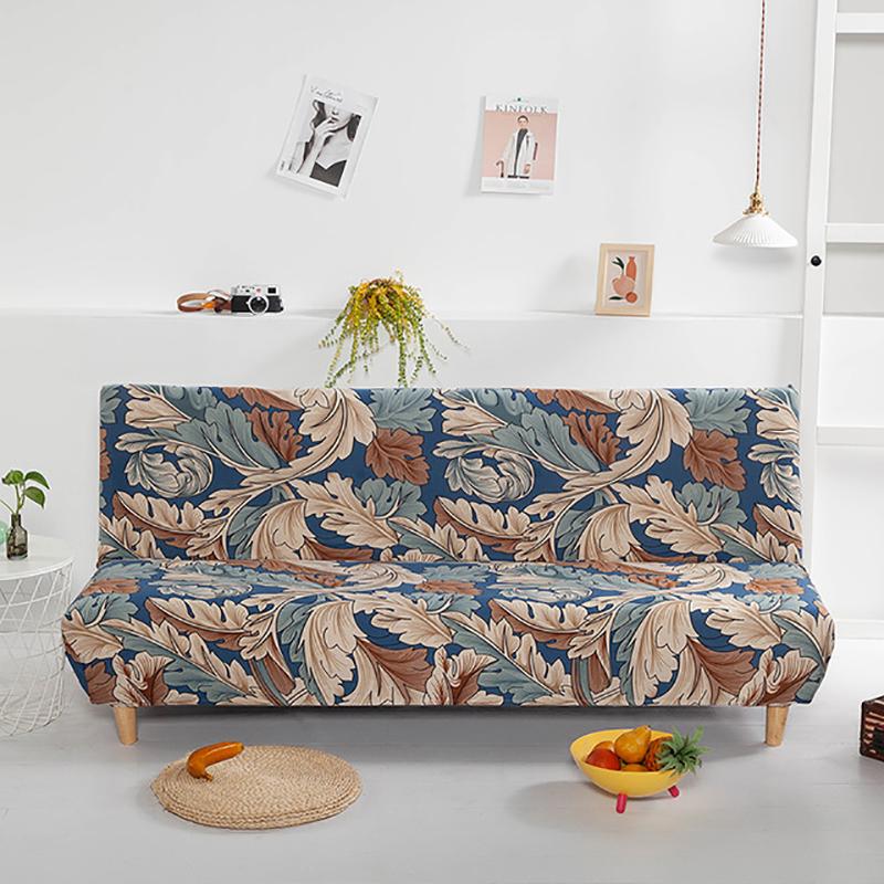 Meijuner Printed Sofa Bed Cover Universal Size Armless Sofa Bed Covers Tight Wrap Slip-resistant Elastic Stretch Slipcovers