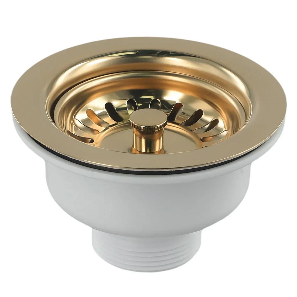 114MM Sink Dish Drainer Strainer Drain Kit For Single Bowl Kitchen Sink Drainage Waste Kit Gold Kitchen Accessories