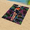 1pc Hello Kitty Neon Beach Towel: Polyester, 2D Print. Gift—Lightweight Quick-Dry Towel (Unisex), For Swimming/Surfing/Camping/