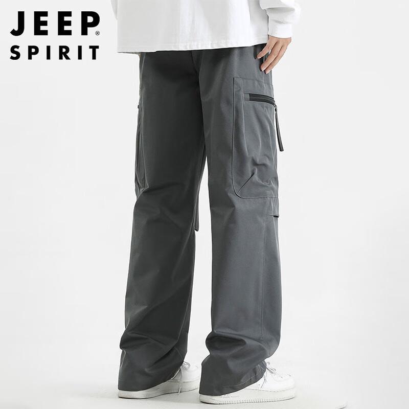 JEEP SPIRIT Men's Loose Multi-Pocket Straight-Leg Cargo Pants