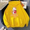 Strawberry Milk Cow Cartoon Hoodie Kawaii Clothing Aesthetic Girls Sudadera Mujer Pink Long Sleeve Loose Sweatshirt