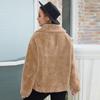 Inverno pele real velo fuzzy falso quente shearling jaqueta curto casaco de pelúcia com bolso