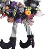 Front Door Hanging Witch Wreath Skeleton Island Happy Halloween Garland Pendant for Outdoor