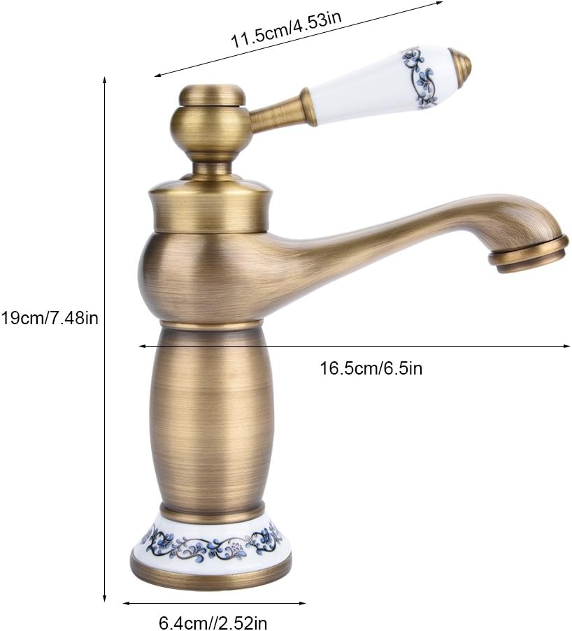 Basin Faucet Mixer Tap Single Handle Free Swivel Bathroom Hot Cold Water Single Hole Antique Brass Modern Ceramic Valve Core
