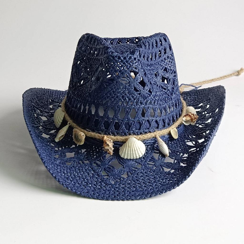 Westliche Cowboyhüte Strand Böhmischer Strohhut Holzperlen Hohlraum Sonnenschutzhut Muschel Damen Herren cowboyhut