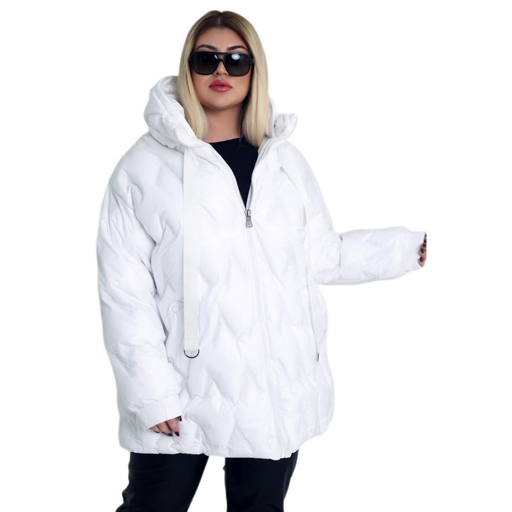 Fierte Damski płaszcz w dużym rozmiarze Ayl61846 Nadmuchiwany stały kaptur