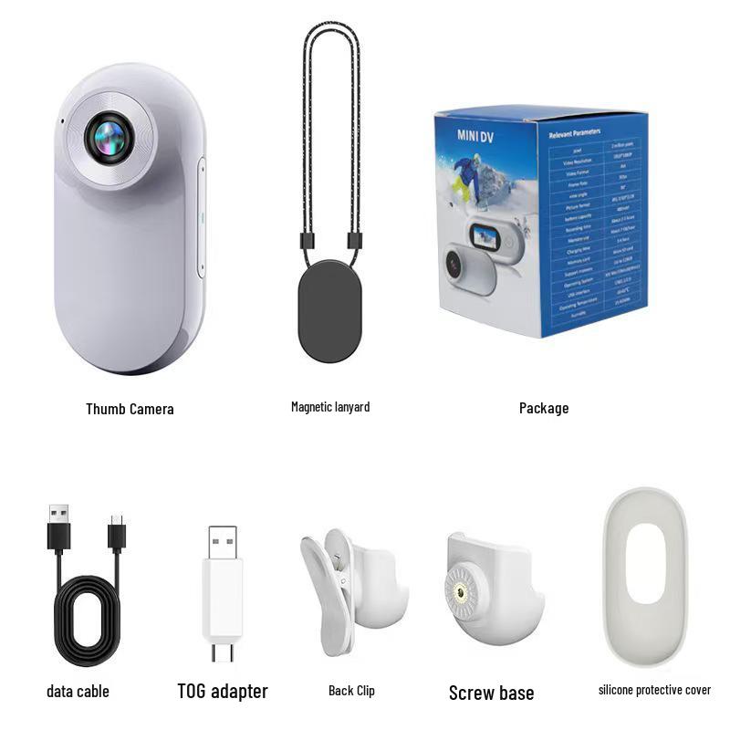 1080P HD Anti-Shake Thumb Action Camera with Lapel Clip for Cycling, Pets, Vlogs & More