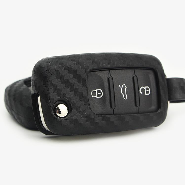 

Volkswagen Car Key Cover: Fits Passat, Lavida, Tiguan, POLO, Bora, Sagitar - Carbon Fiber Silicone Case OPP bag
