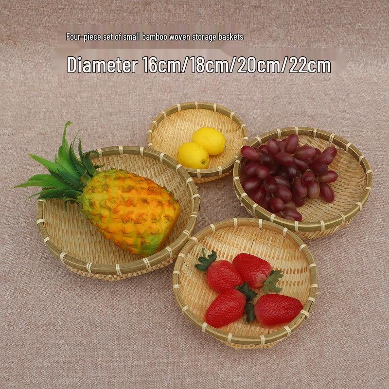 Bamboo Woven Multipurpose Basket for Steamed Buns, Vegetables, and Fruits - Small Rice/Winnowing/Draining Basket.