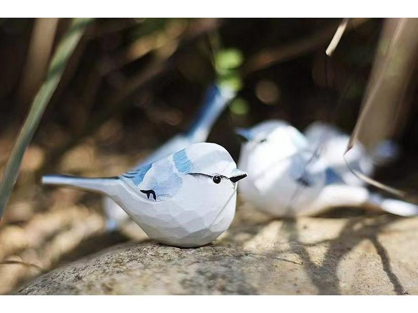 Hand-Carved Wooden Bird Ornament: Cute, Simple Healing Gift