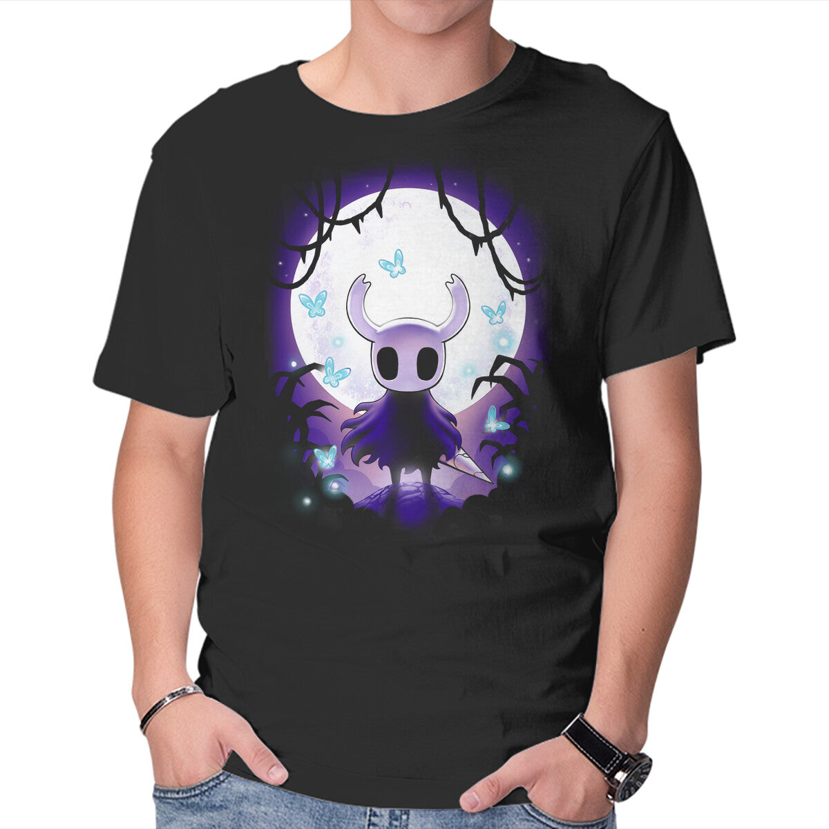 Unisex Crew Neck T-Shirt Hollow Moon Graphic Short Sleeve Casual Tee XXL