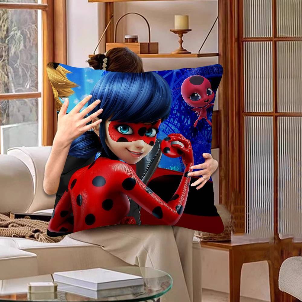 Cartoon Characters L-Ladybugs Cute Office Cushion Pillowcase Car Cushion Cover45X45CM Lumbar Pillowcase Sofa Pillowcover
