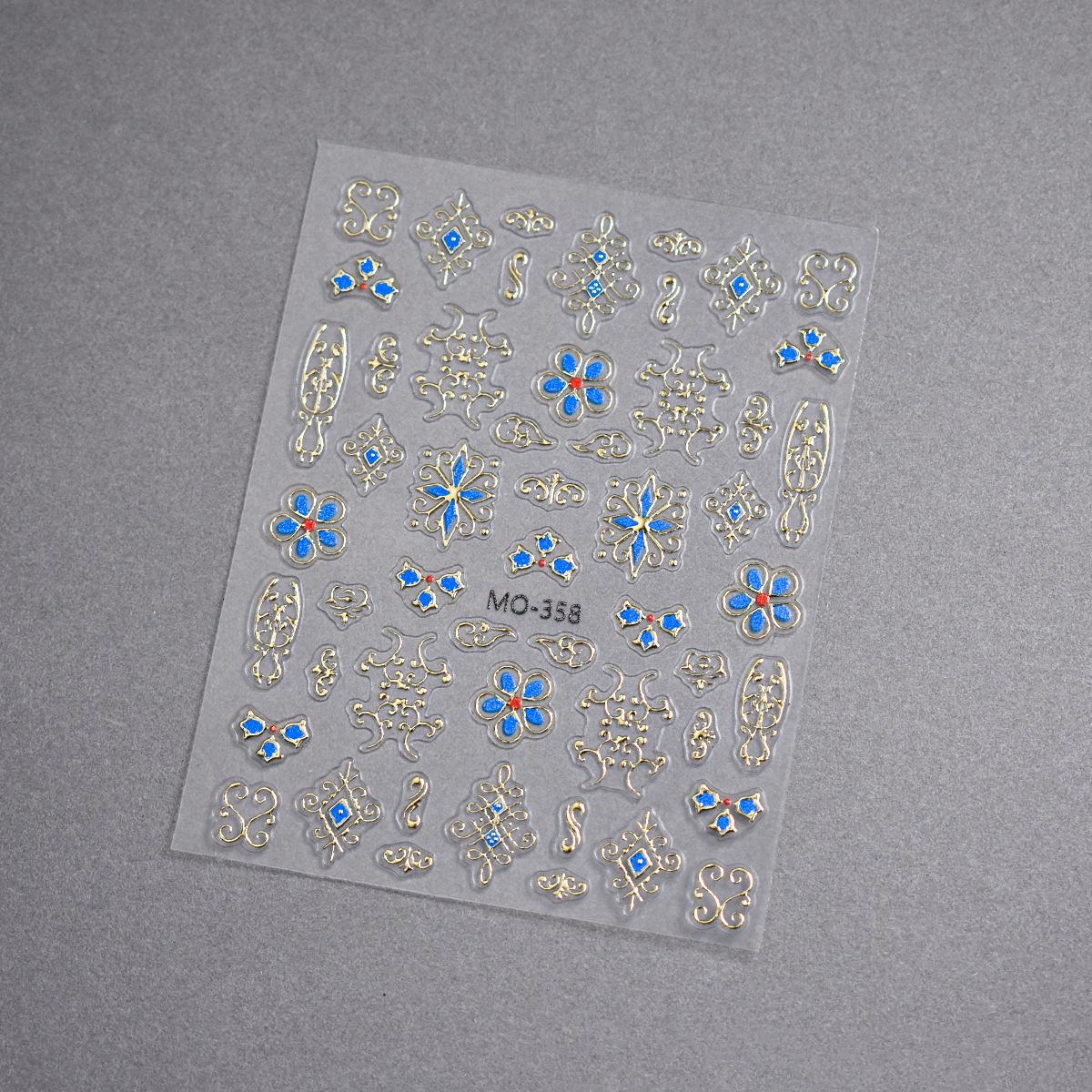 Xi Fei Palace Style 3D Retro Embossed Nail Stickers – Huan Huan Nail Protection Decorations
