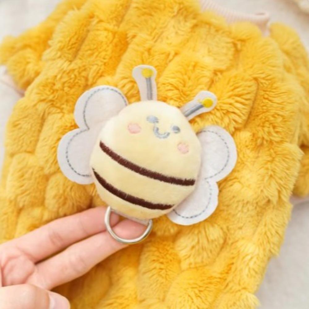 Cute Dog Winter Jumpsuit Bee Pattern Four Legged Pet Clothes Puppy Harness Coat  Kitten Clothing