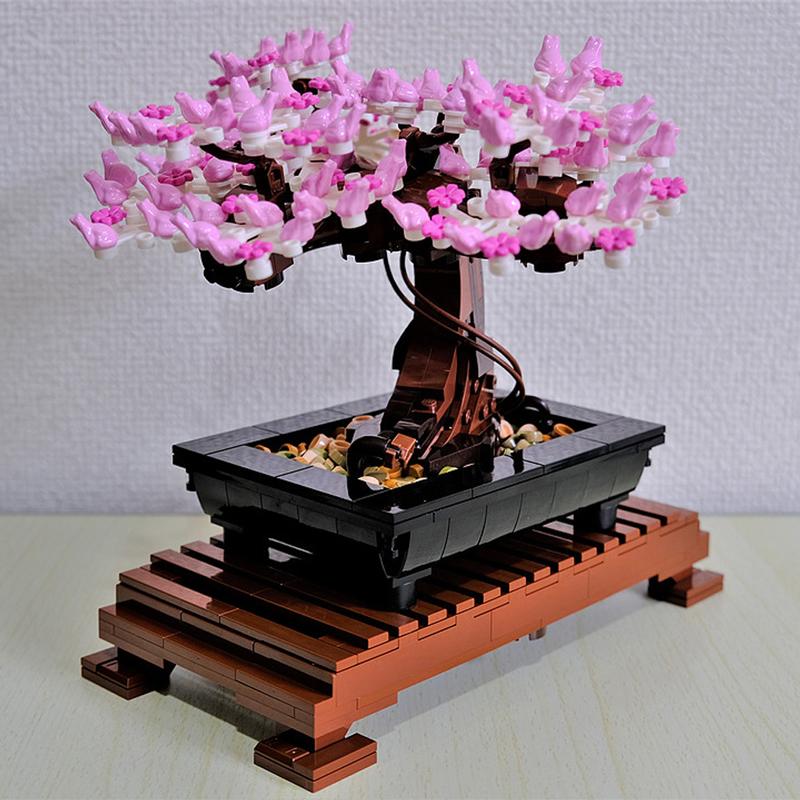 Creative Fit Bonsai Tree Flower Bouquet Building Blocks Model Diy Decor Immortal Plant Potted Bricks Toys for Kids Gifts