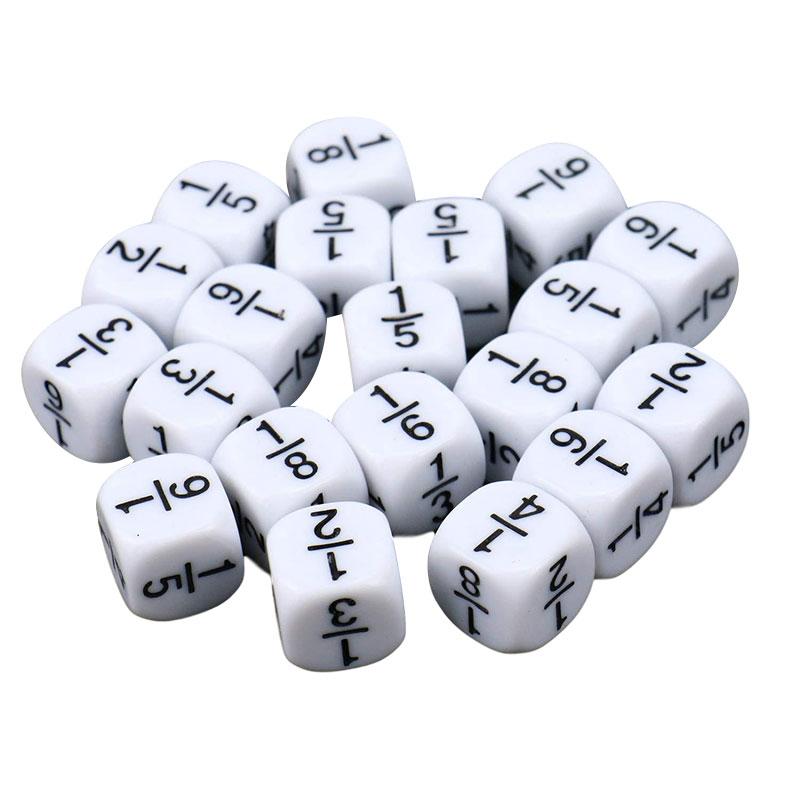 10 Pcs/Set 16*16Mm Fraction Dice White  Fractional Number Dices Montessori Educational Kids Math Toys For Kids Games Toys