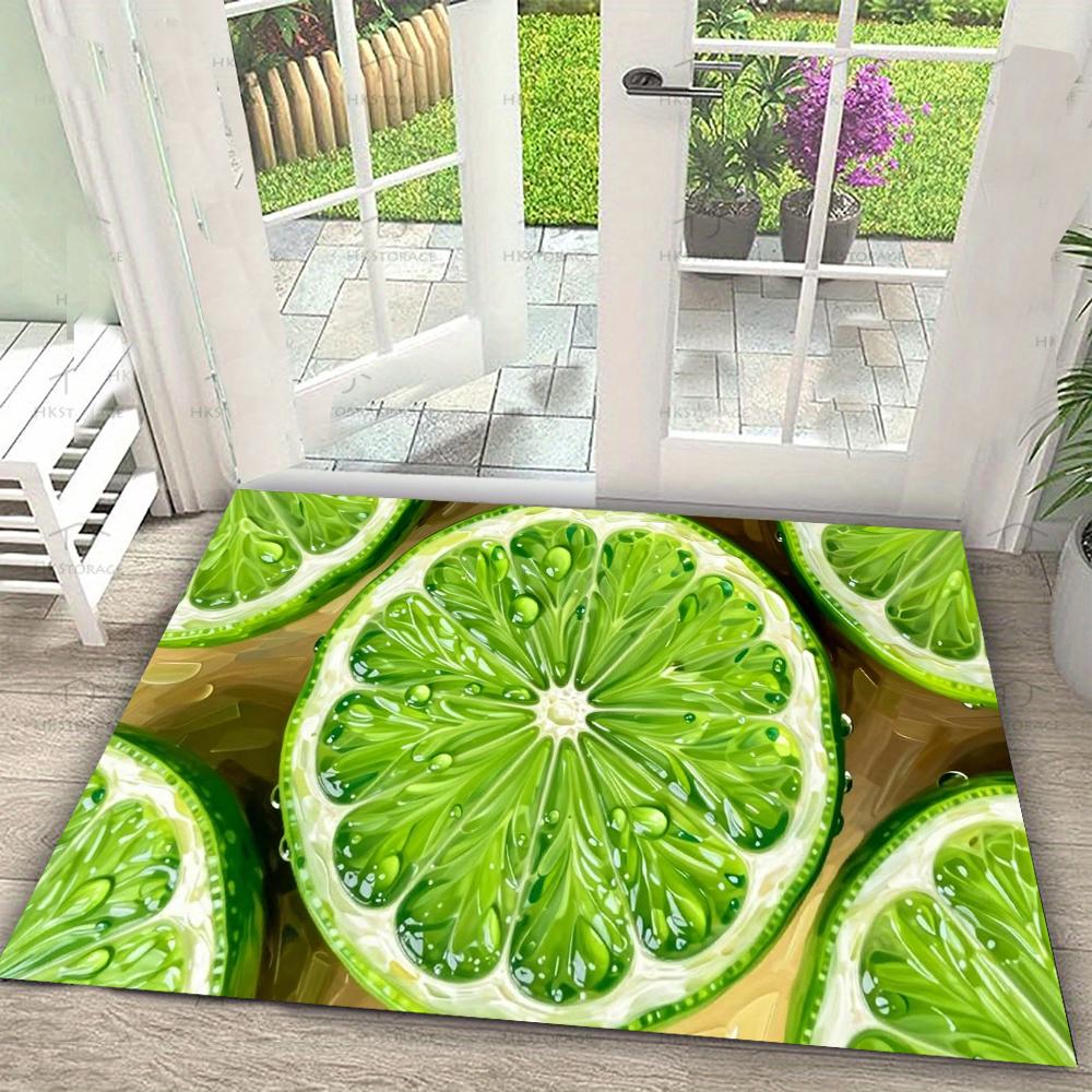 Summer Tropical Fruit Pattern Doormat Non Slip Absorbent Welcome Mat Fruit Design Indoor Outdoor Entrance Floor Rug