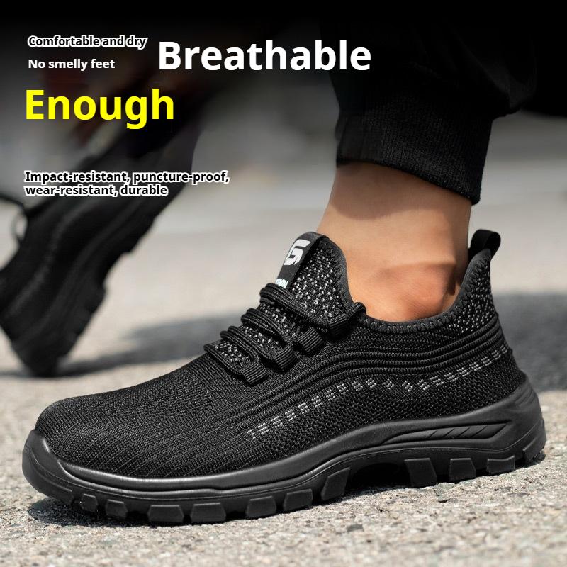 Herren Fliegengewebte Arbeitsschuhe Anti-Quetsch- und Durchtrittssicher Verschleißfest Bequem Atmungsaktiv Sportliche Arbeitsschuhe