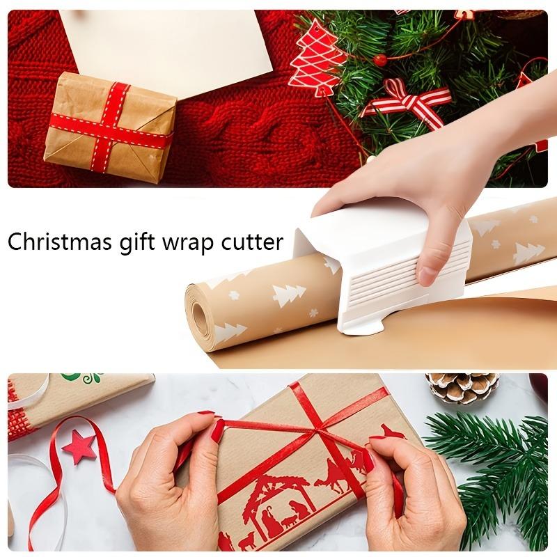 Manual Paper Cutter Gift Wrapping Cutting Tool Creative Sliding Line Cutter for Craft Paper Roll Safe&Easy Cutting for Christmas Birthday Gift Package