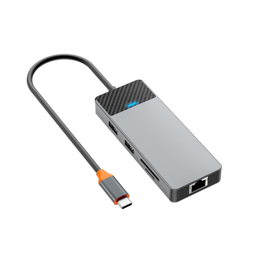 WIWU Multi-Port USB-C Hub: 4 USB, 100W PD, USB-C 3.1, SD/TF, LAN Adapter