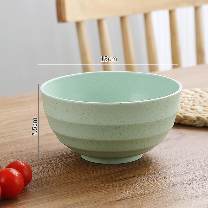 Eco-friendly Wheat Straw Rice & Salad Bowl Set - Reusable, Versatile & Durable Plastic Bowls for Instant Noodles, Rice, or Salad.