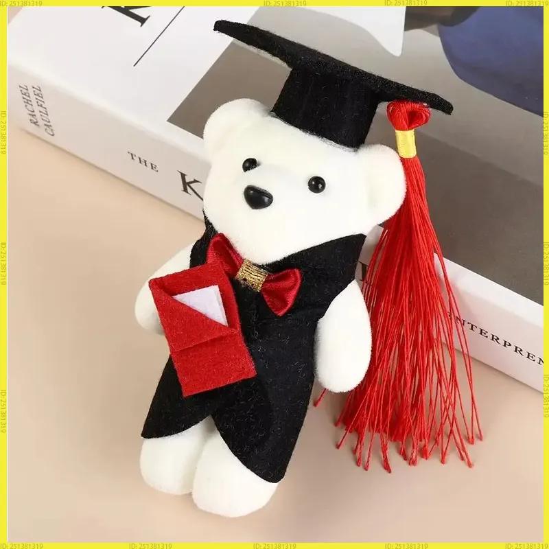 10 Pcs Set Graduation Bear Dolls Soft Plush Mini Bears With Graduation Cap Gown Red Diploma Ceremony For Graduates Bouquet Decor