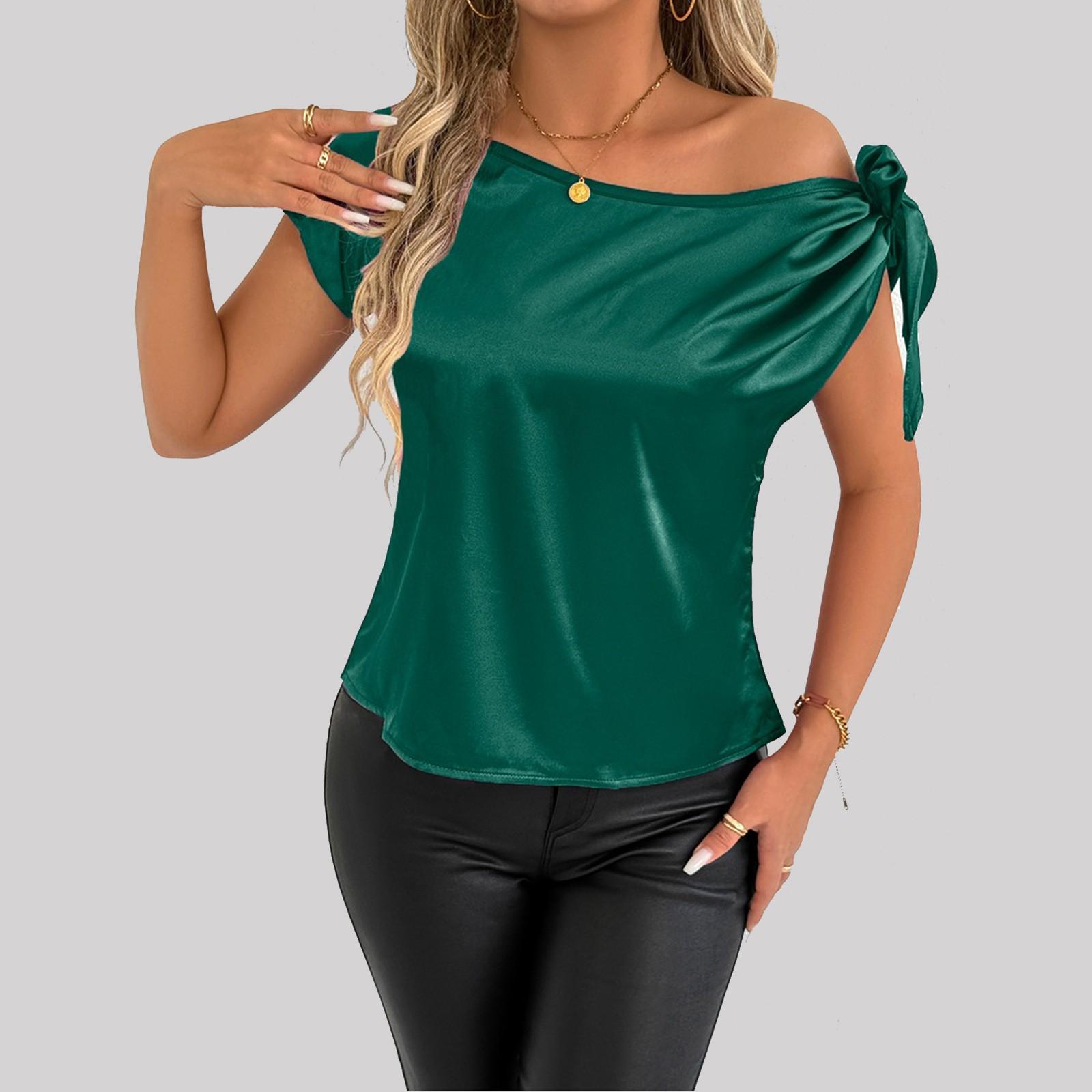 

Женская повседневная футболка с круглым вырезом и короткими рукавами с принтом L зелёный