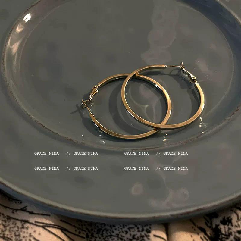 S925 Silver Needle Statement Hoop Earrings - Elegant, Versatile, Lightweight, Simple Luxury for Women