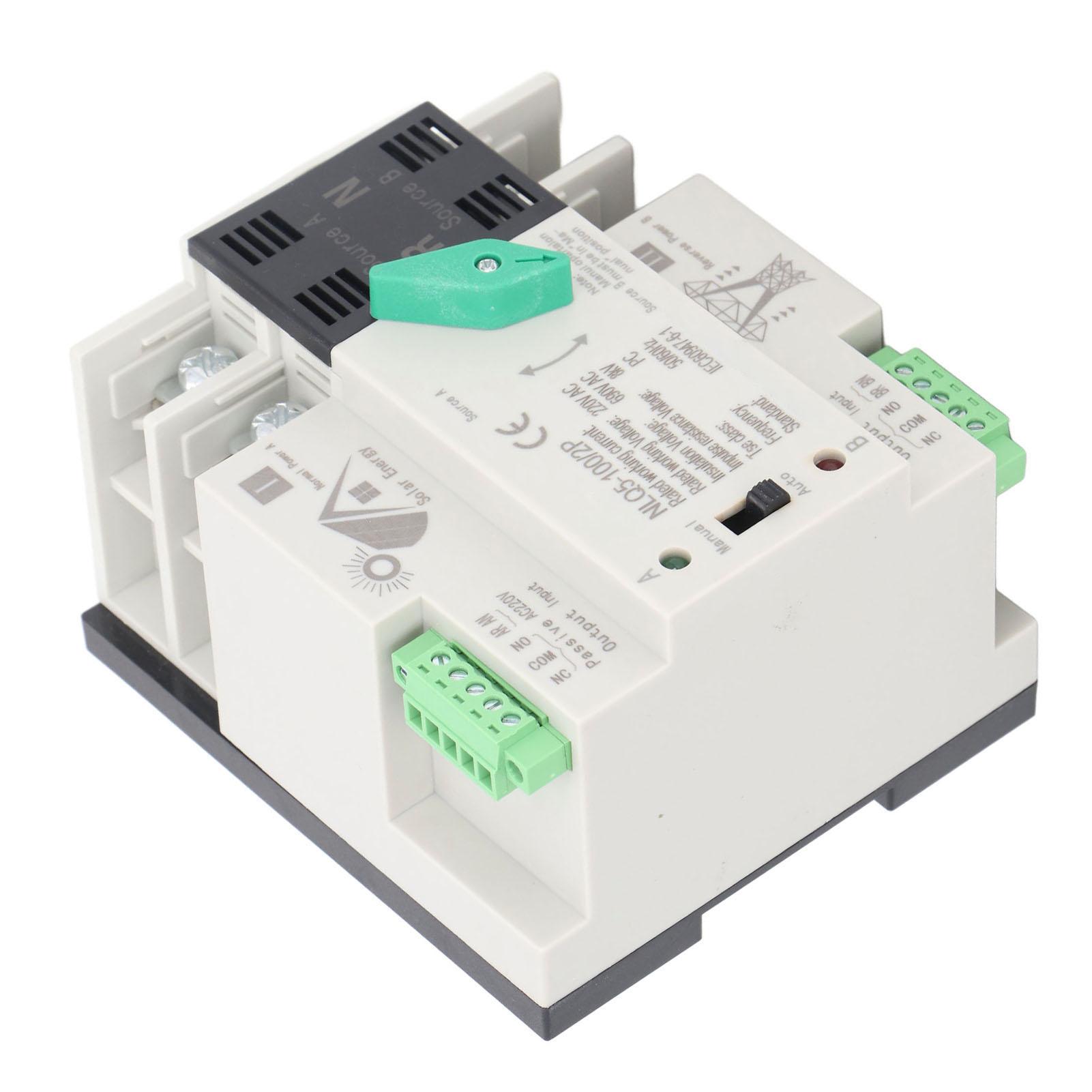 

Автоматичний перемикач живлення 2P PV на мережу Міні АВР Подвійне живлення Генератор Перемикач AC220V 100A