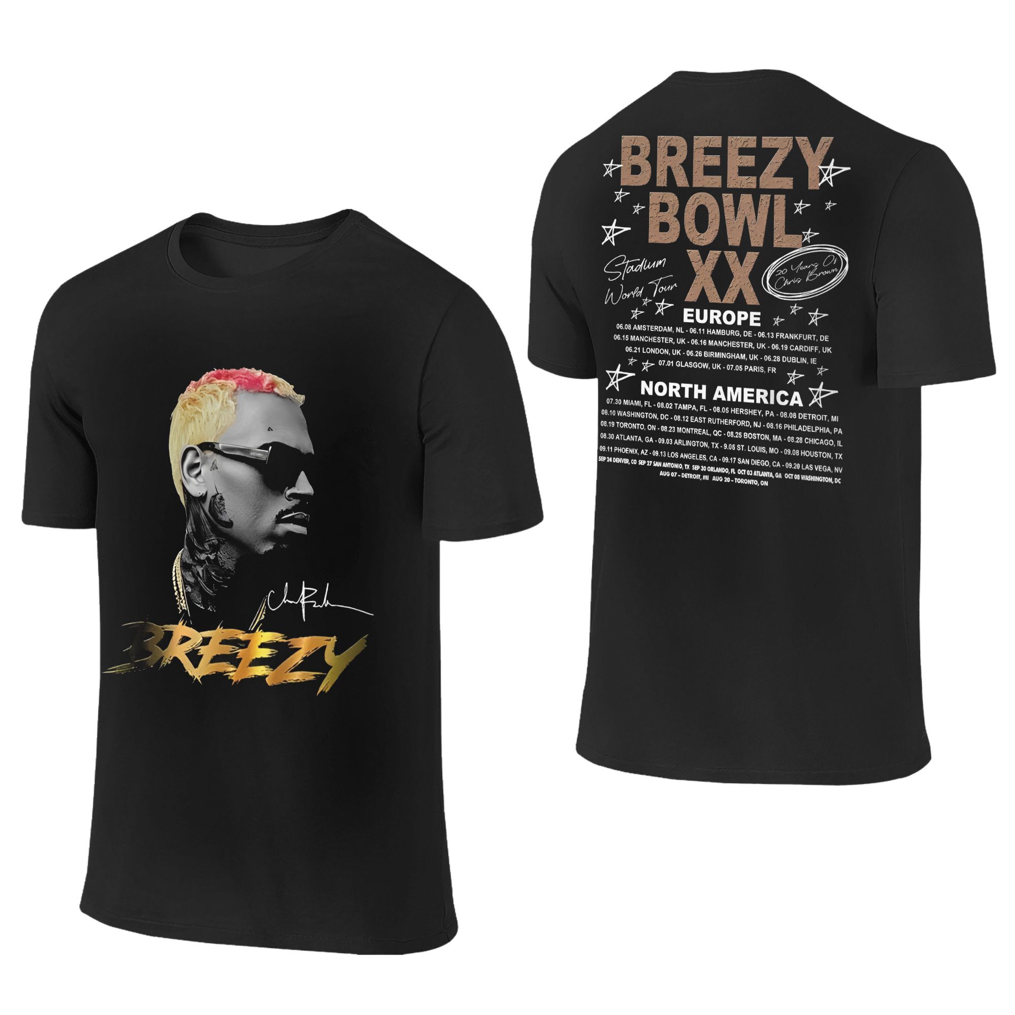 

Humorous Chris Brown Breezy Bowl XX Tour 2025 T-Shirt Men Women O Neck 100% Cotton T Shirt Rapper Tee Shirt 4XL 5XL 6XL Clothes 2XL