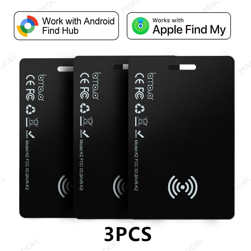 Dual System Ultra-Thin Wallet Tracker Card Anti-Lost Bluetooth GPS Tracker For Apple Find My Google Find Hub Smart Location Tag