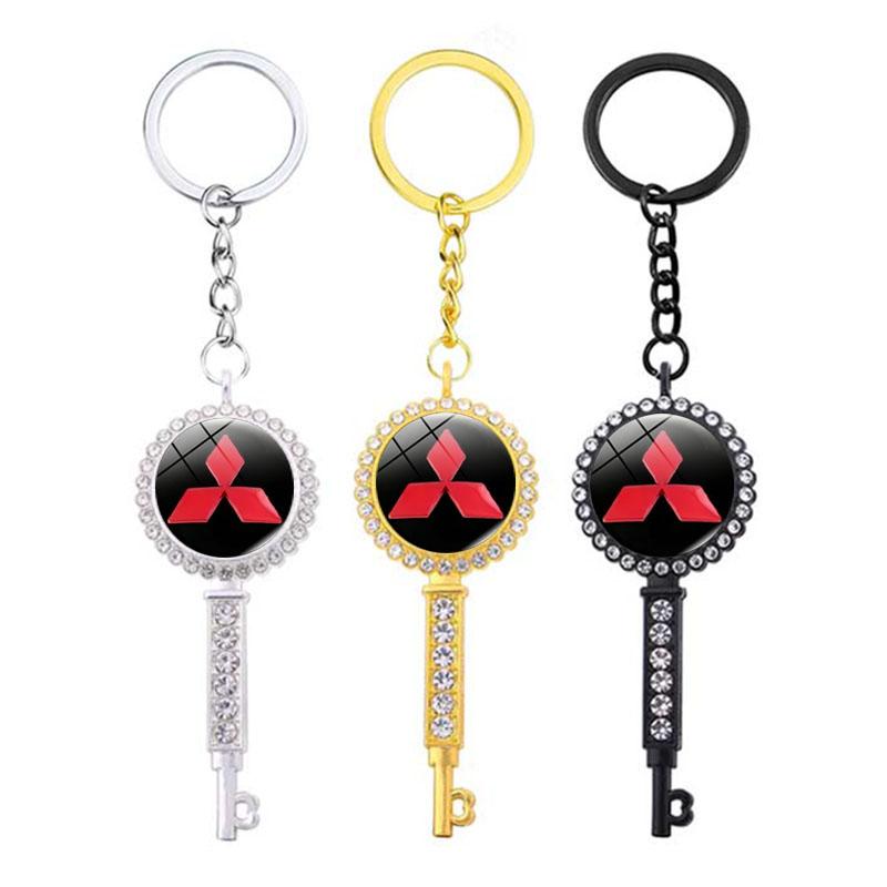 Fashion Car Logo Keychain for Mitsubishi Colt Ralliart ASX Aerobus Lancer Cordia Pajero Outlander EVO9 Key Rings Accessories
