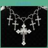 Retro Geometric Cross Necklace With Alloy Charm For Womens Festival Wear