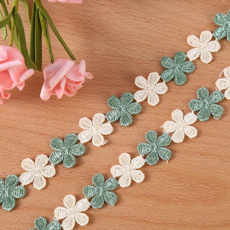 2CM Width Flower Lace Fabric Floral Embroidery Ribbon DIY Sewing Garment Applique Decor Accessories 2cm Lace Trim Crafts