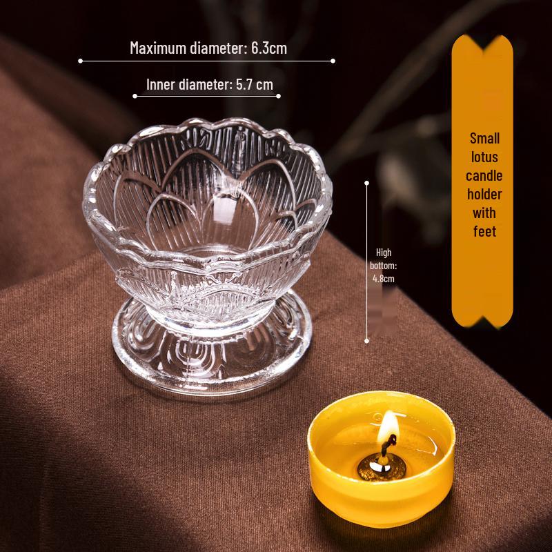 Lotus Glas Ghee Lamp Houder: Hittebestendige Kaars/Olie Lamp voor 24-Uurs Gebruik