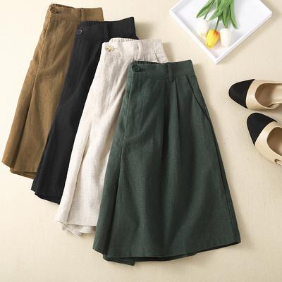 High-waisted Slimming Wide-legged Five-quarter Casual Suit Trousers