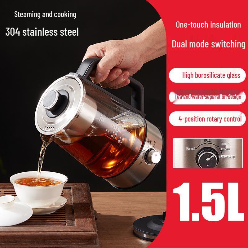 Electric Glass Spray Tea Maker, Large Capacity Steaming Kettle, Black Tea Health Pot