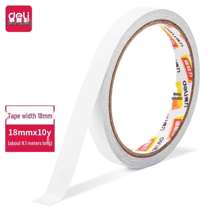 Deli 30406 High-Adhesive Double-Sided Tape, 18mm x 10yd