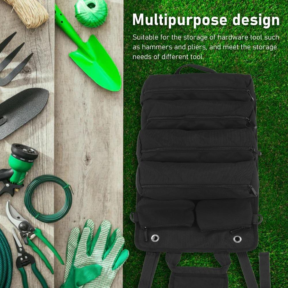 

Separate Pockets Tool Roll Organizer Oxford Cloth Multipurpose Tool Bag Tool Organizer Gardening чёрный