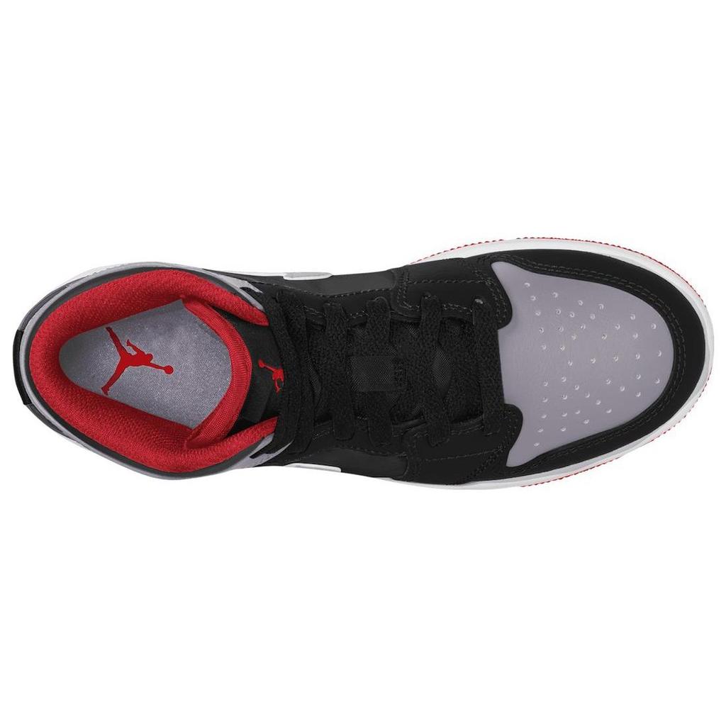 Scarpe da Ginnastica per Bambini Air Jordan 1 Mid GS Bred Shadow Nero Rosso Fuoco Bianco DQ8423-006